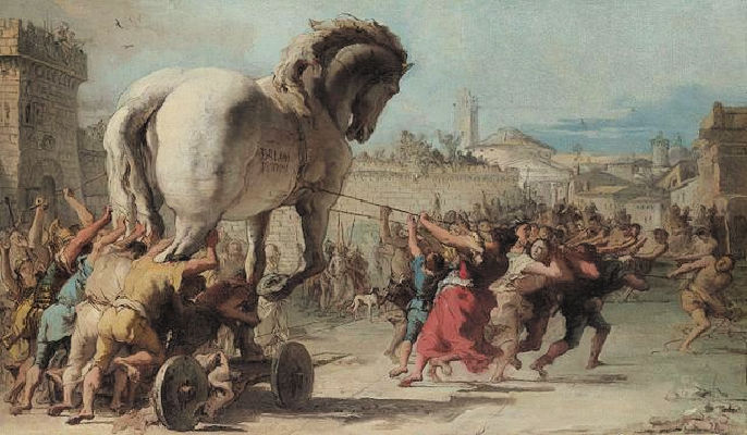 Plutarch Romulus - Giovanni Domenico Tiepolo, The Procession of the Trojan Horse into Troy