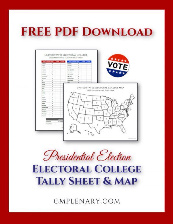 FREE Electoral College Tally Sheet and Map PDF Download - 2020 Presidential Election Homeschool Study